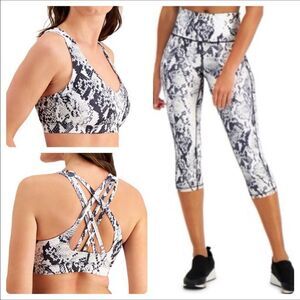 2 Piece Set Snake Print Cropped Leggings & Matching Sports Bra